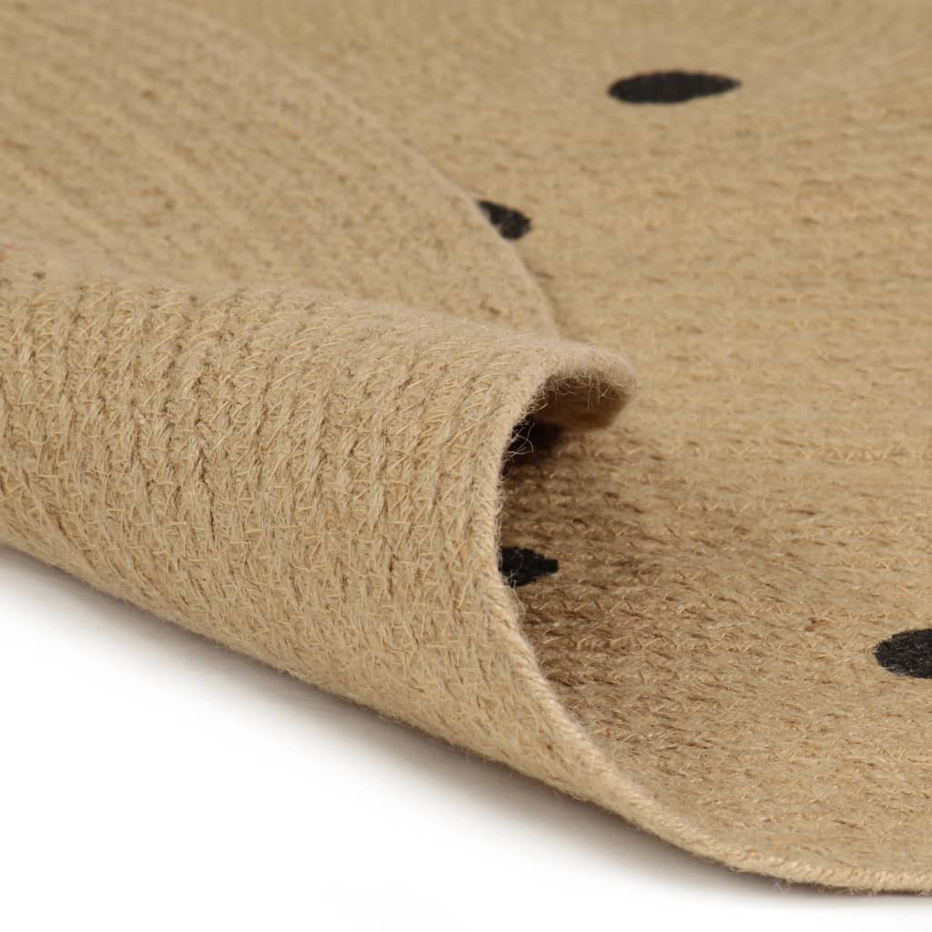 Vloerkleed handgemaakt met print polkadot 90 cm jute is nu te koop bij PeponiXL, paradijselijk wonen!