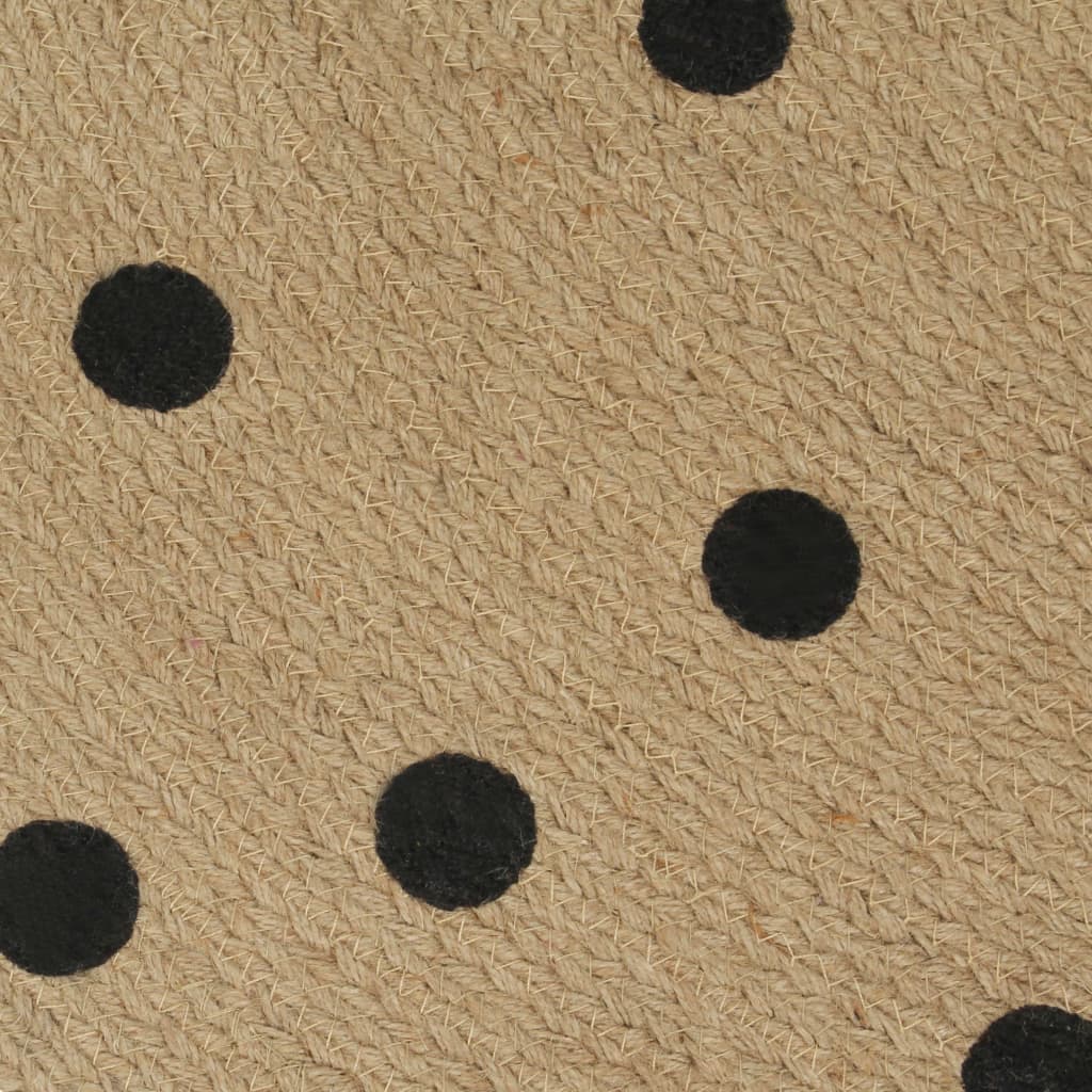 Vloerkleed handgemaakt met print polkadot 90 cm jute is nu te koop bij PeponiXL, paradijselijk wonen!