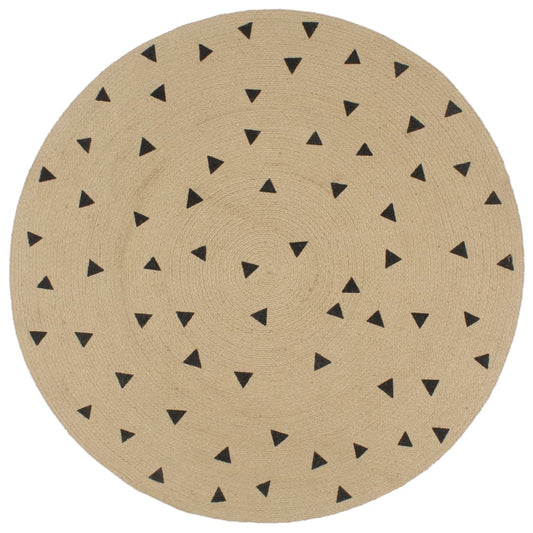 Vloerkleed handgemaakt met driehoek print 150 cm jute is nu te koop bij PeponiXL, paradijselijk wonen!