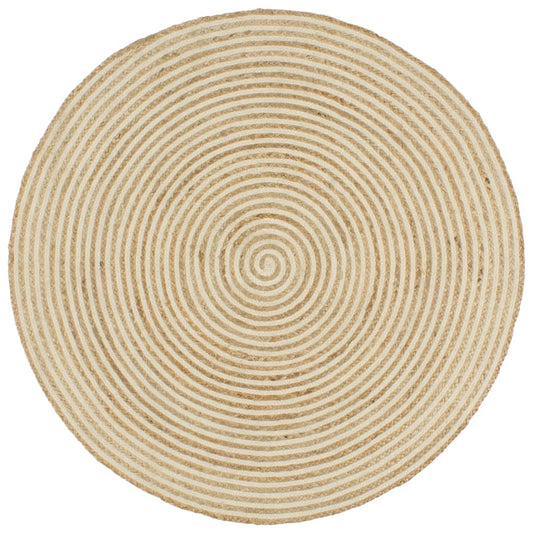 Vloerkleed handgemaakt met spiraal ontwerp 150 cm jute wit is nu te koop bij PeponiXL, paradijselijk wonen!