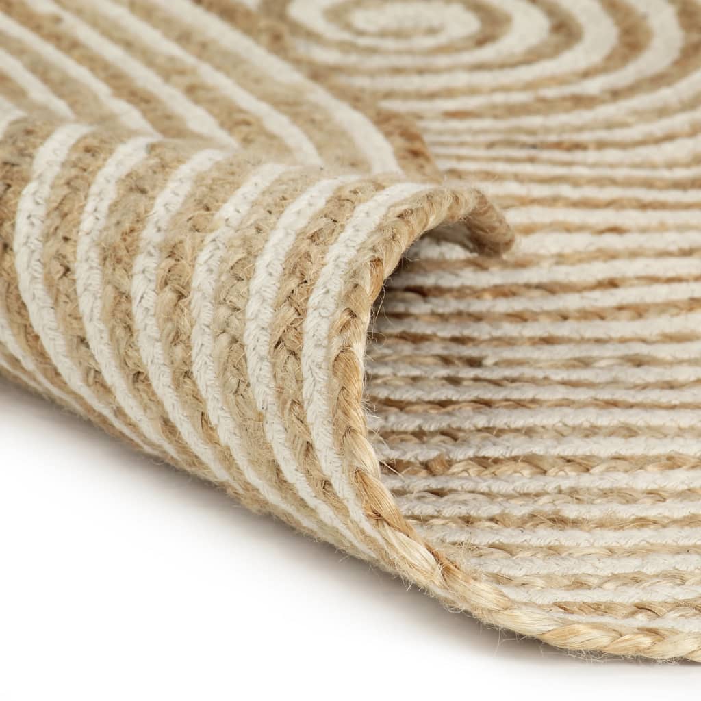 Vloerkleed handgemaakt met spiraal ontwerp 150 cm jute wit is nu te koop bij PeponiXL, paradijselijk wonen!