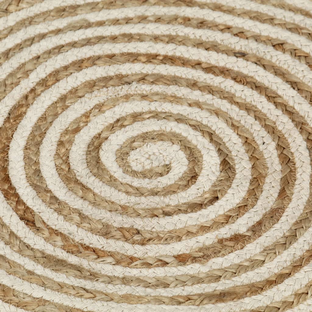 Vloerkleed handgemaakt met spiraal ontwerp 150 cm jute wit is nu te koop bij PeponiXL, paradijselijk wonen!