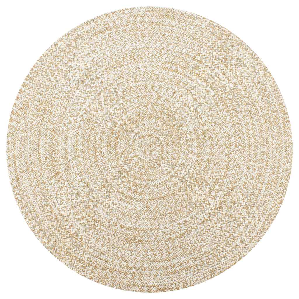 Vloerkleed handgemaakt 120 cm jute wit en naturel is nu te koop bij PeponiXL, paradijselijk wonen!
