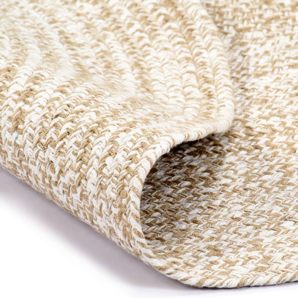Vloerkleed handgemaakt 120 cm jute wit en naturel is nu te koop bij PeponiXL, paradijselijk wonen!