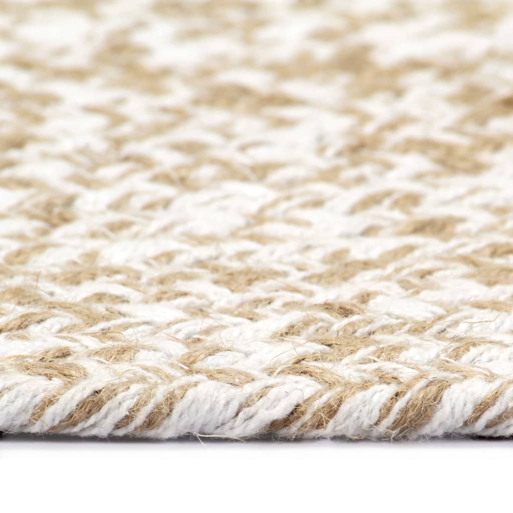 Vloerkleed handgemaakt 120 cm jute wit en naturel is nu te koop bij PeponiXL, paradijselijk wonen!