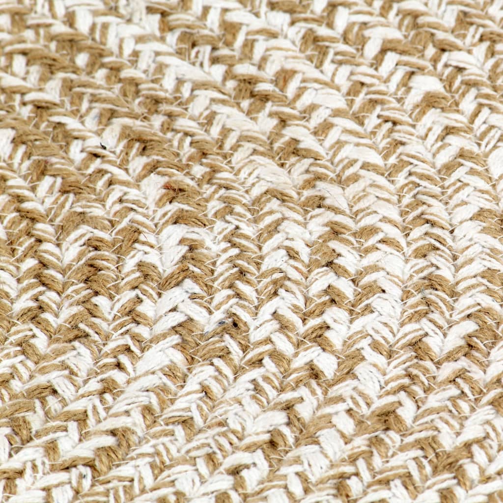 Vloerkleed handgemaakt 120 cm jute wit en naturel is nu te koop bij PeponiXL, paradijselijk wonen!