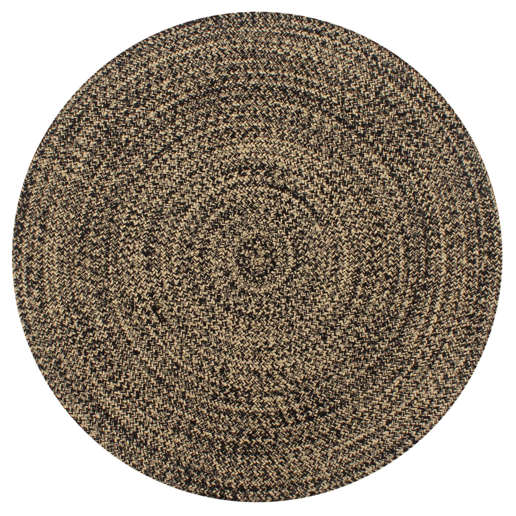Vloerkleed handgemaakt 120 cm jute zwart en naturel is nu te koop bij PeponiXL, paradijselijk wonen!