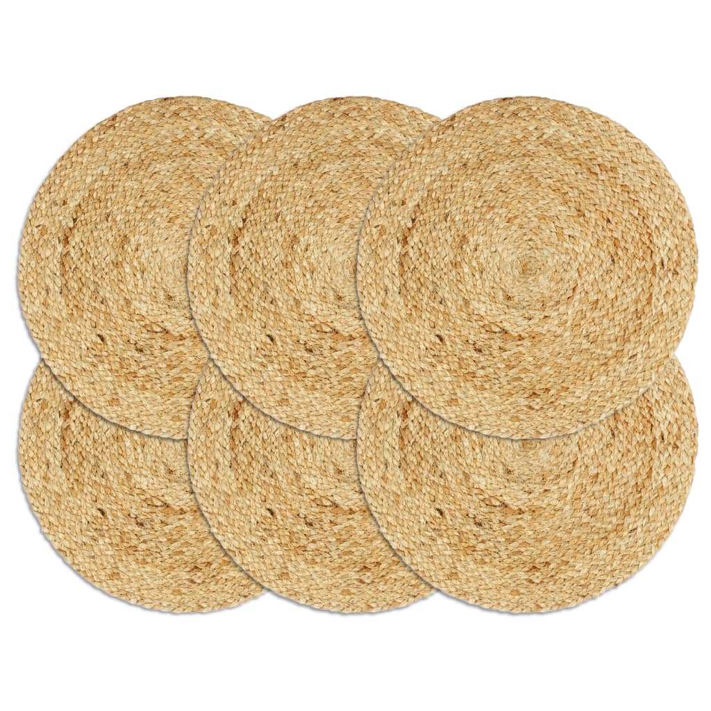 Placemats 6 st rond 38 cm jute natuurlijk is nu te koop bij PeponiXL, paradijselijk wonen!