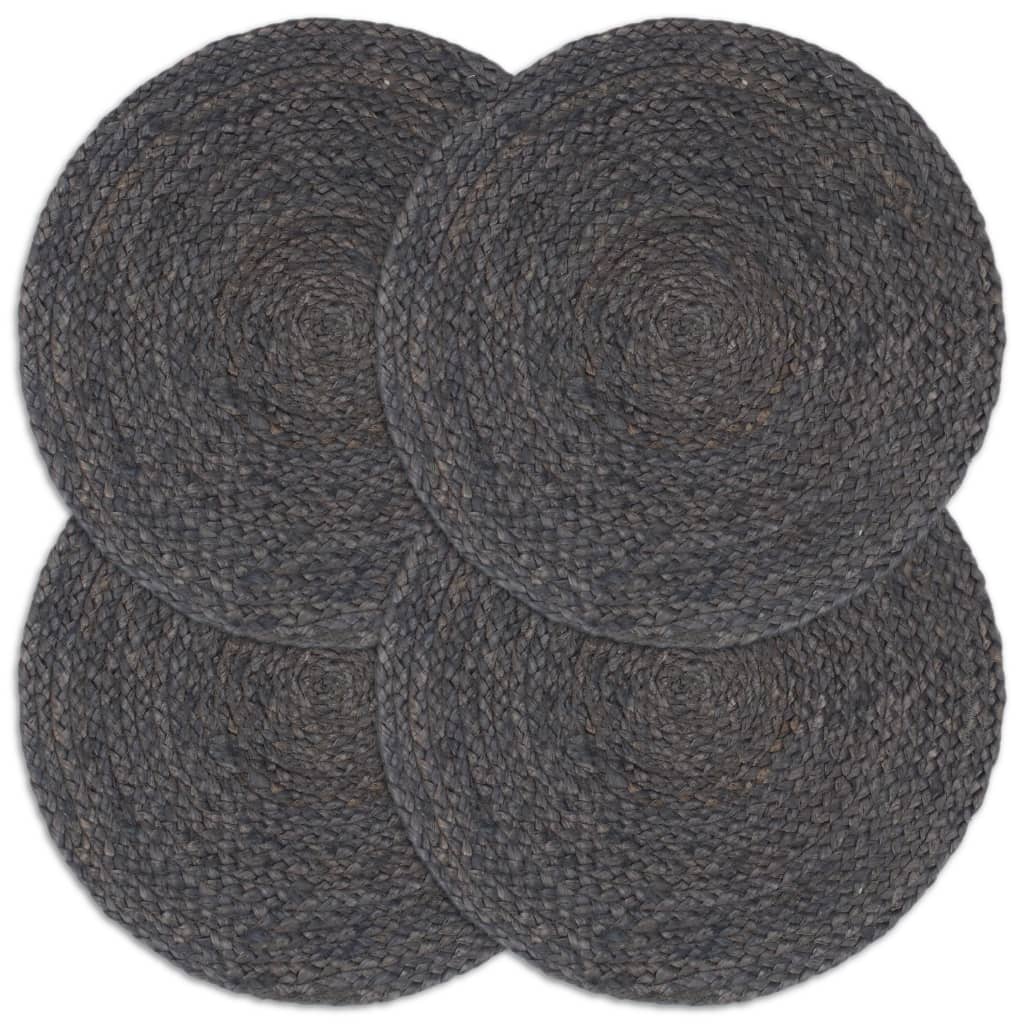 Placemats 4 st rond 38 cm jute donkergrijs is nu te koop bij PeponiXL, paradijselijk wonen!