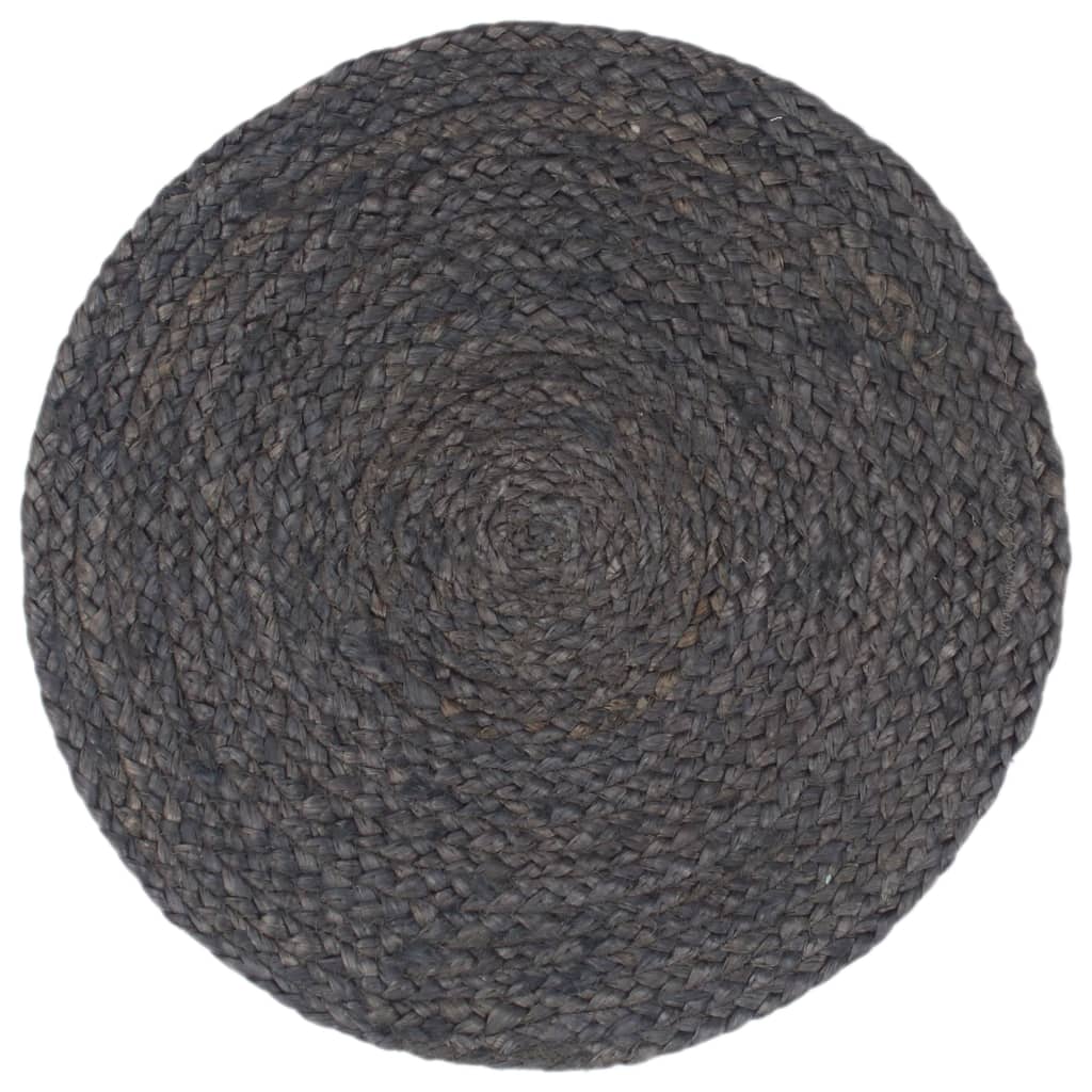 Placemats 4 st rond 38 cm jute donkergrijs is nu te koop bij PeponiXL, paradijselijk wonen!