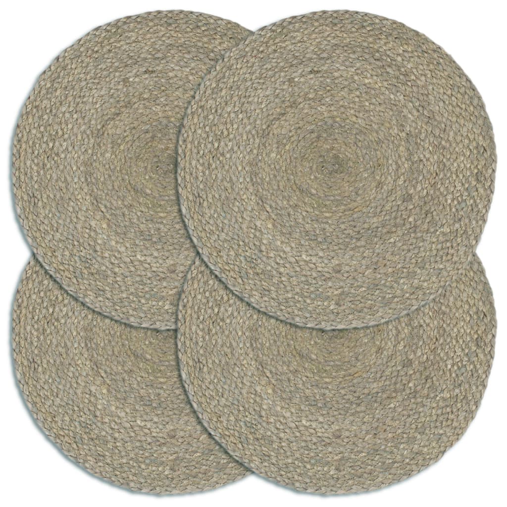 Placemats 4 st rond 38 cm jute effen grijs is nu te koop bij PeponiXL, paradijselijk wonen!