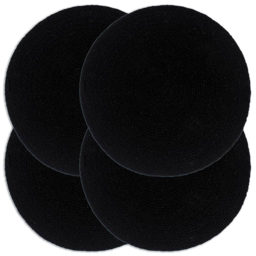 Placemats 4 st rond 38 cm katoen effen zwart is nu te koop bij PeponiXL, paradijselijk wonen!