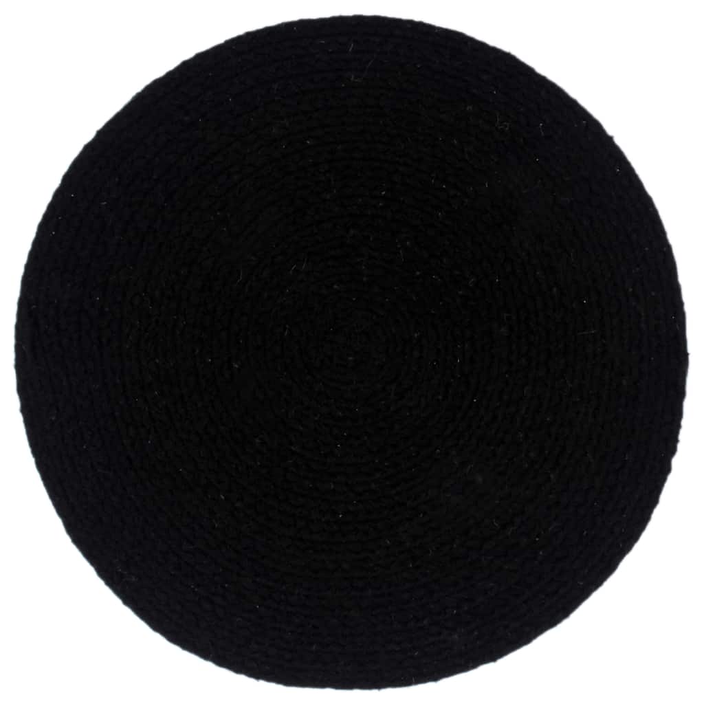 Placemats 4 st rond 38 cm katoen effen zwart is nu te koop bij PeponiXL, paradijselijk wonen!
