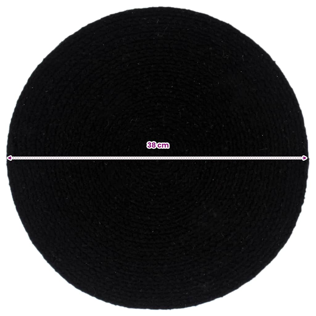 Placemats 4 st rond 38 cm katoen effen zwart is nu te koop bij PeponiXL, paradijselijk wonen!