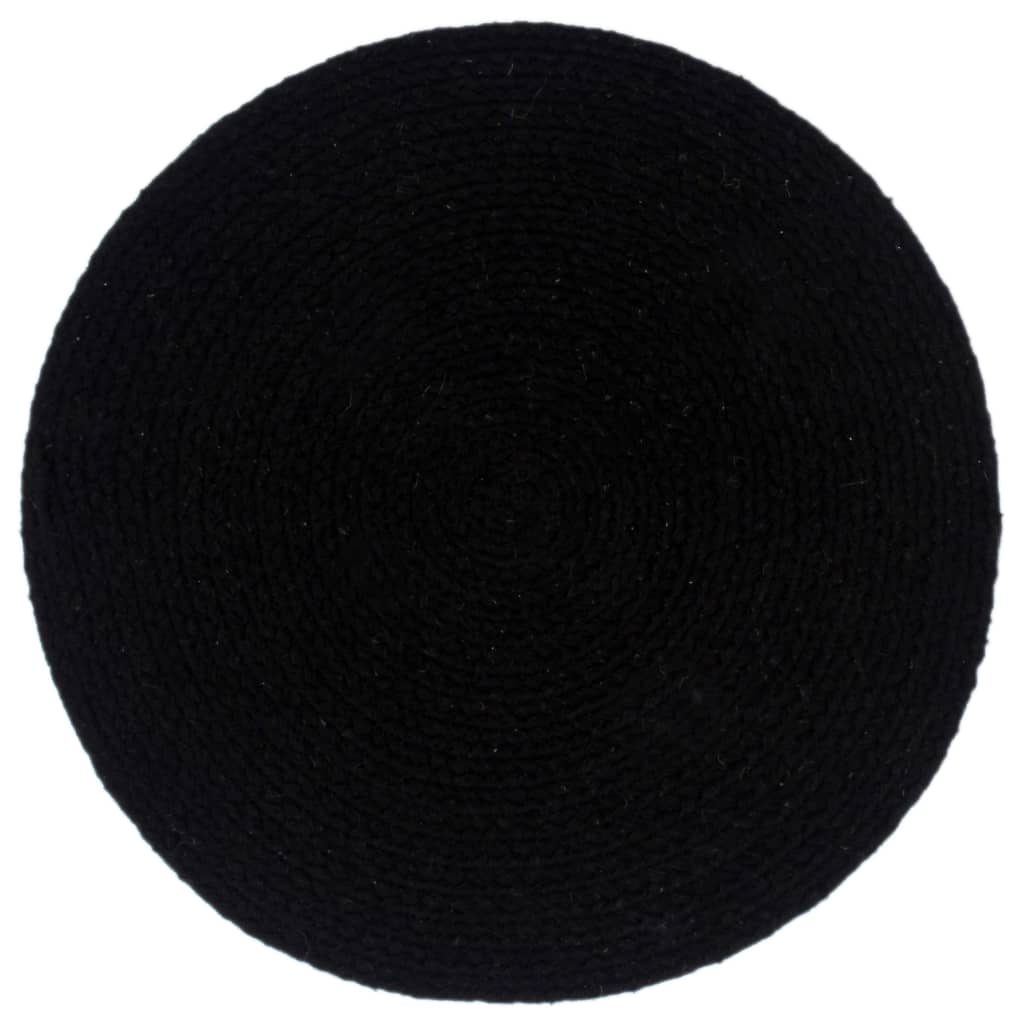 Placemats 6 st rond 38 cm katoen effen zwart is nu te koop bij PeponiXL, paradijselijk wonen!