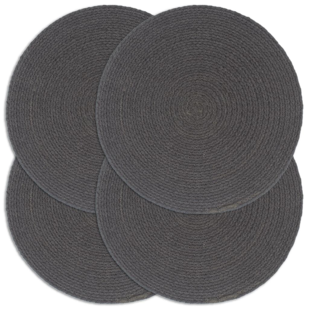 Placemats 4 st rond 38 cm katoen effen donkergrijs is nu te koop bij PeponiXL, paradijselijk wonen!