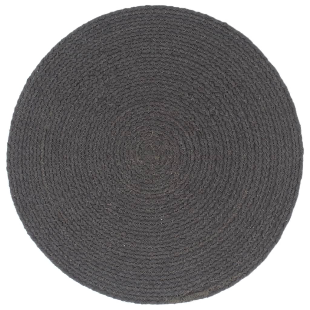 Placemats 4 st rond 38 cm katoen effen donkergrijs is nu te koop bij PeponiXL, paradijselijk wonen!