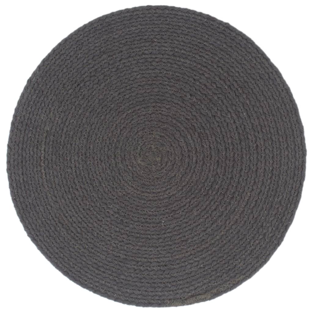 Placemats 6 st rond 38 cm katoen effen donkergrijs is nu te koop bij PeponiXL, paradijselijk wonen!