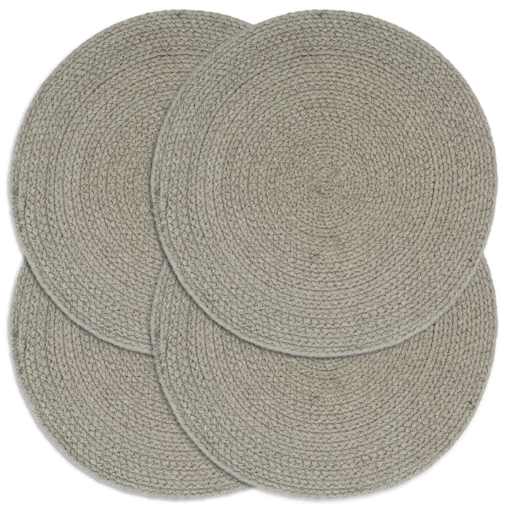 Placemats 4 st rond 38 cm katoen effen grijs is nu te koop bij PeponiXL, paradijselijk wonen!