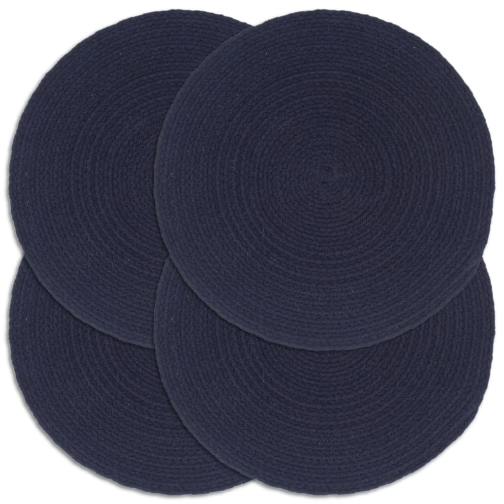 Placemats 4 st rond 38 cm katoen effen marineblauw is nu te koop bij PeponiXL, paradijselijk wonen!