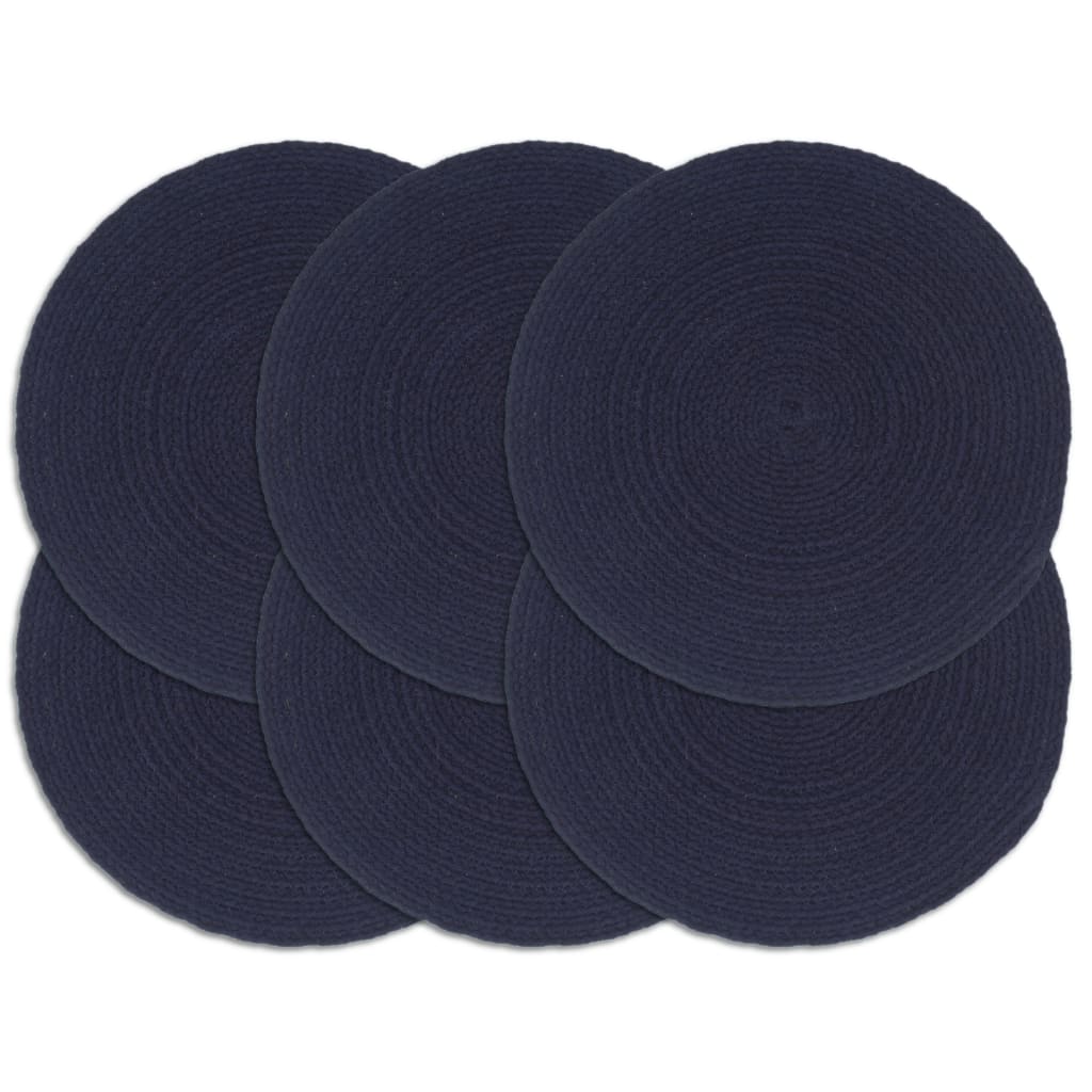 Placemats 6 st rond 38 cm katoen effen marineblauw is nu te koop bij PeponiXL, paradijselijk wonen!