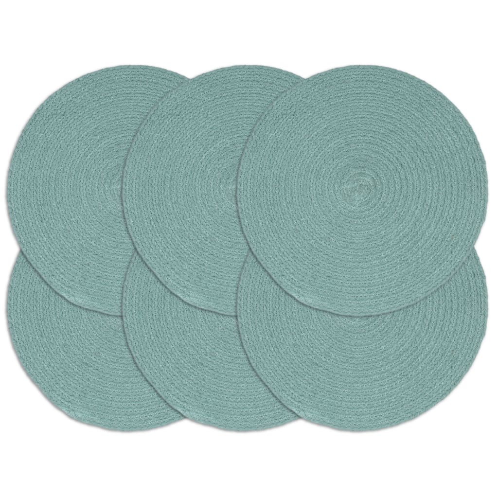 Placemats 6 st rond 38 cm katoen effen groen is nu te koop bij PeponiXL, paradijselijk wonen!