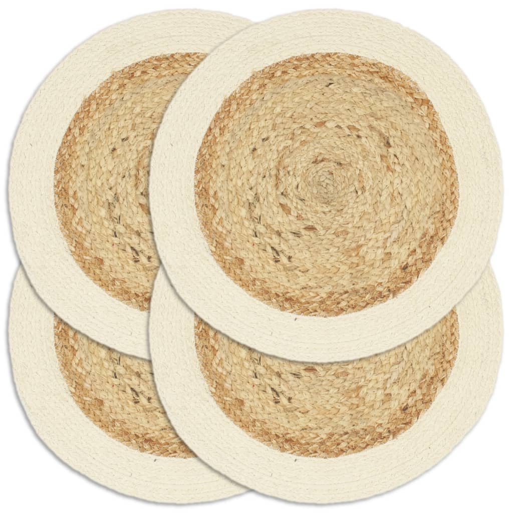 Placemats 4 st rond 38 cm jute en katoen natuurlijk is nu te koop bij PeponiXL, paradijselijk wonen!