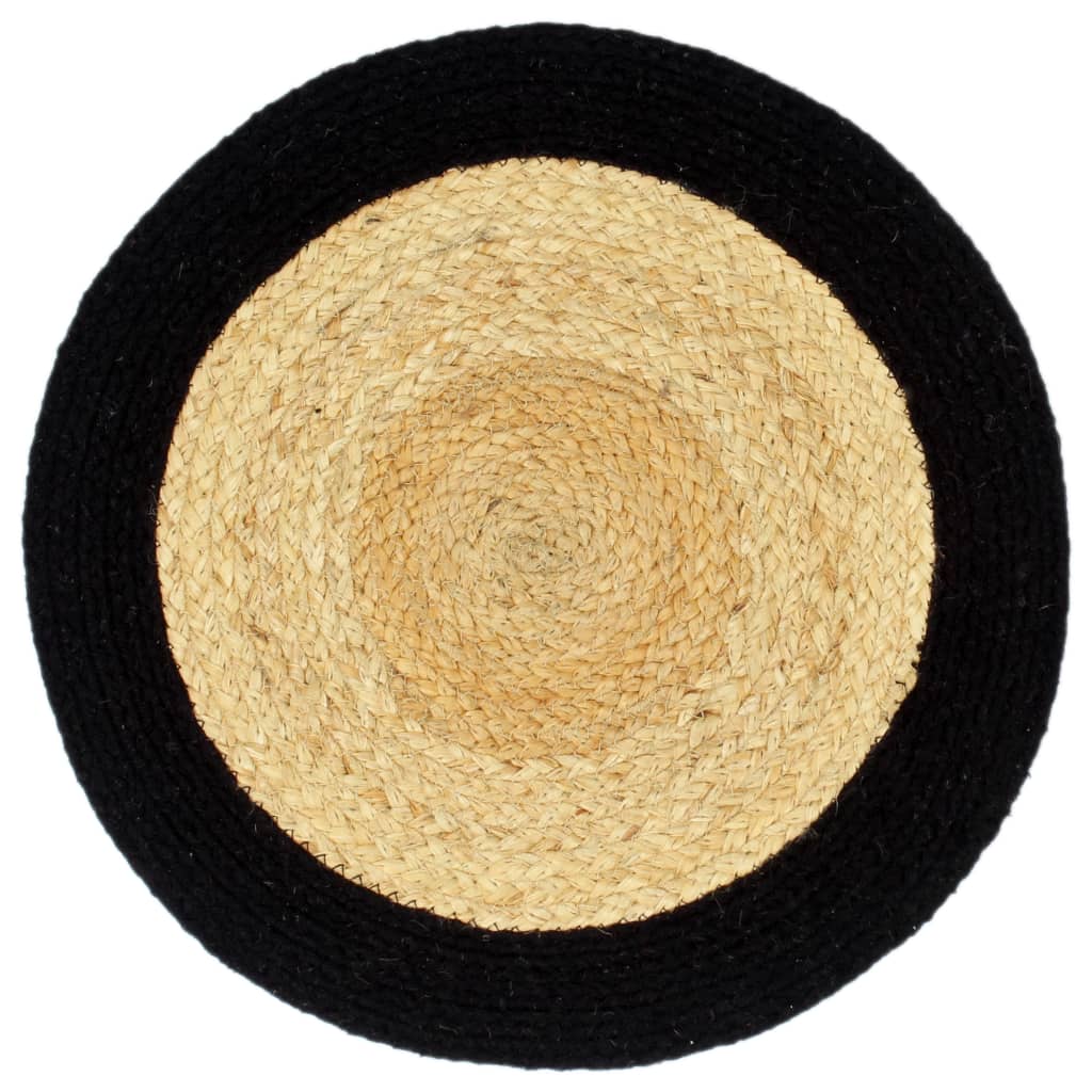 Placemats 4 st 38 cm jute en katoen natuurlijk en zwart is nu te koop bij PeponiXL, paradijselijk wonen!