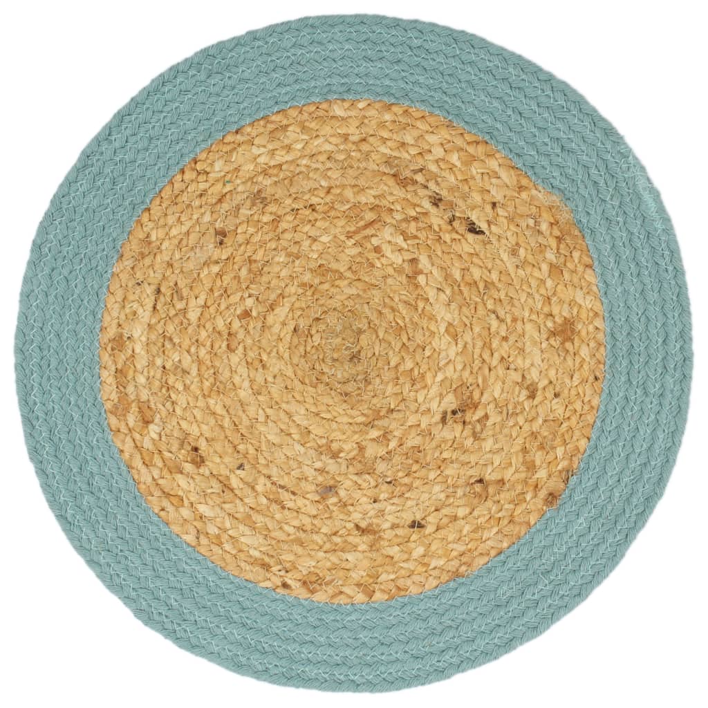 Placemats 6 st 38 cm jute en katoen natuurlijk en groen is nu te koop bij PeponiXL, paradijselijk wonen!