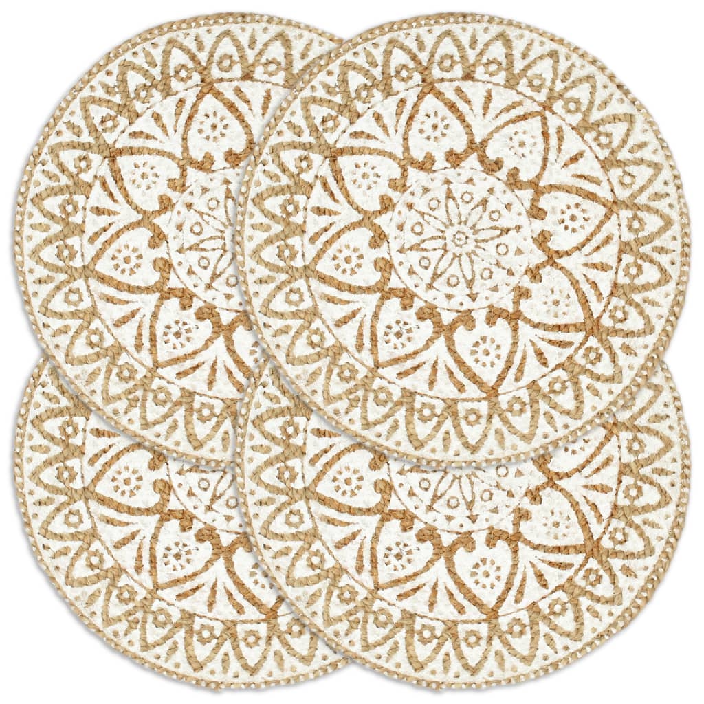 Placemats 4 st rond 38 cm jute wit is nu te koop bij PeponiXL, paradijselijk wonen!