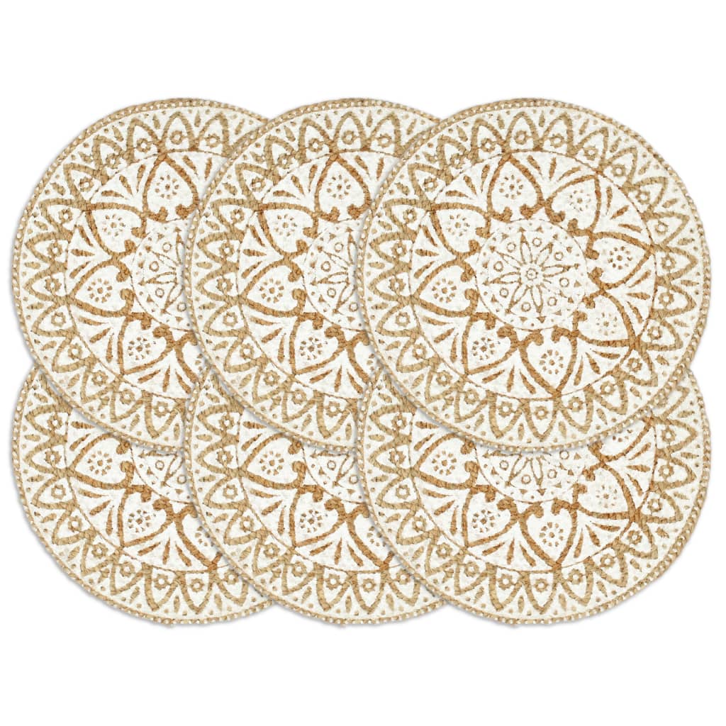 Placemats 6 st rond 38 cm jute wit is nu te koop bij PeponiXL, paradijselijk wonen!