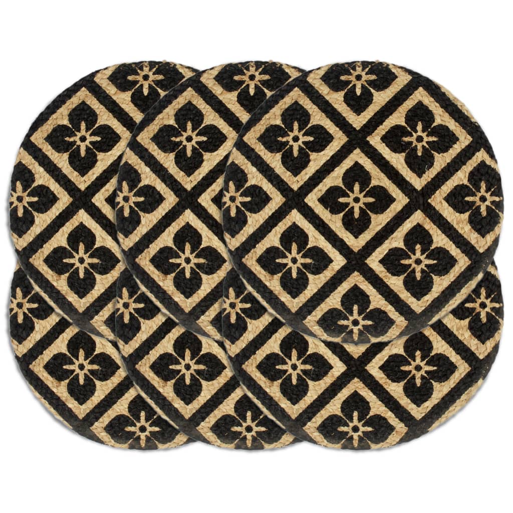 Placemats 6 st rond 38 cm jute zwart is nu te koop bij PeponiXL, paradijselijk wonen!