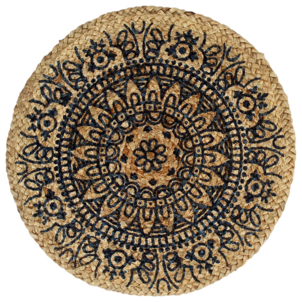 Placemats 4 st rond 38 cm jute donkerblauw is nu te koop bij PeponiXL, paradijselijk wonen!