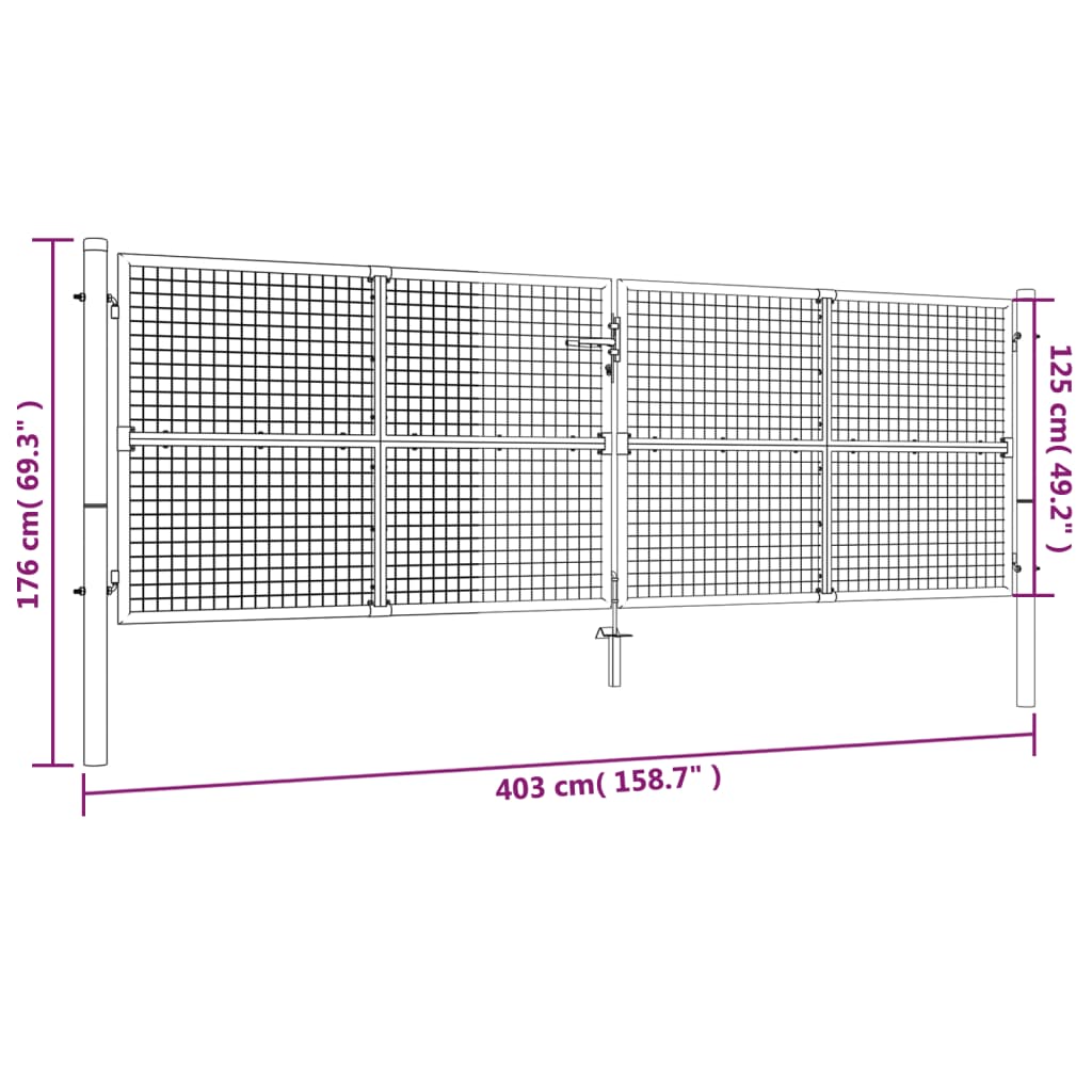 Tuinpoort gegalvaniseerd staal 400x125 cm zilver is nu te koop bij PeponiXL, paradijselijk wonen!