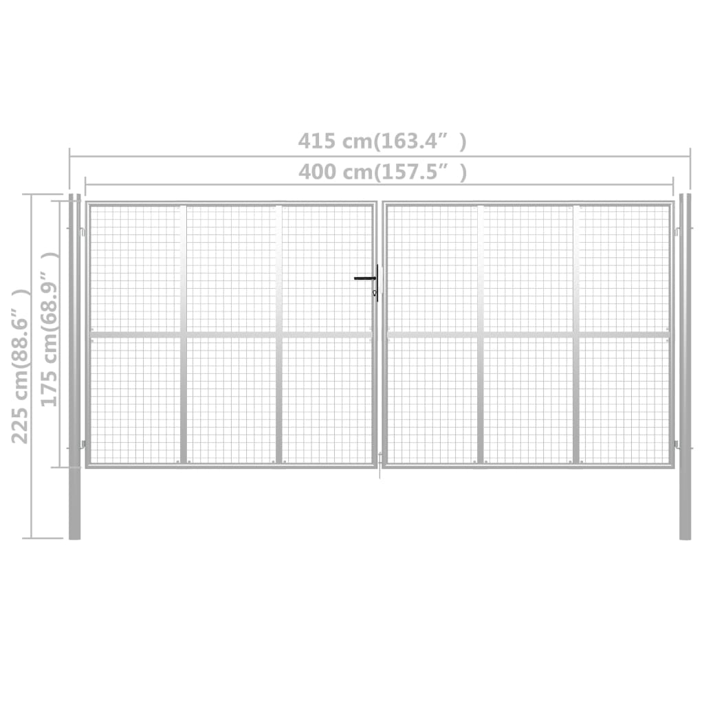 Tuinpoort gegalvaniseerd staal 400x175 cm zilver is nu te koop bij PeponiXL, paradijselijk wonen!