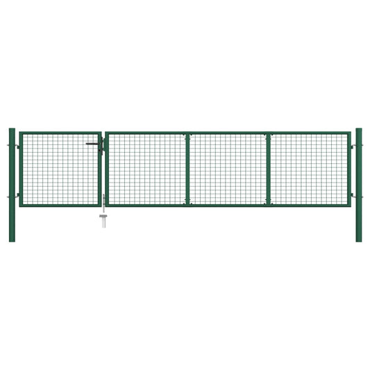 Tuinpoort staal 350x75 cm groen is nu te koop bij PeponiXL, paradijselijk wonen!