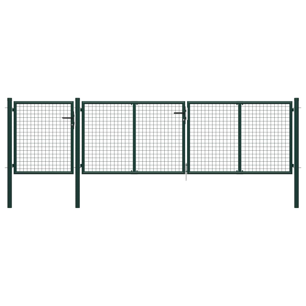 Tuinpoort staal 400x75 cm groen is nu te koop bij PeponiXL, paradijselijk wonen!