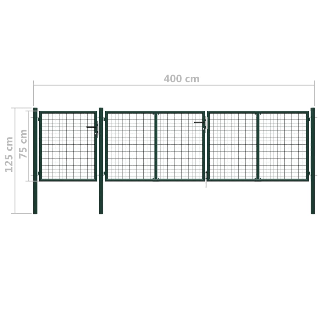Tuinpoort staal 400x75 cm groen is nu te koop bij PeponiXL, paradijselijk wonen!