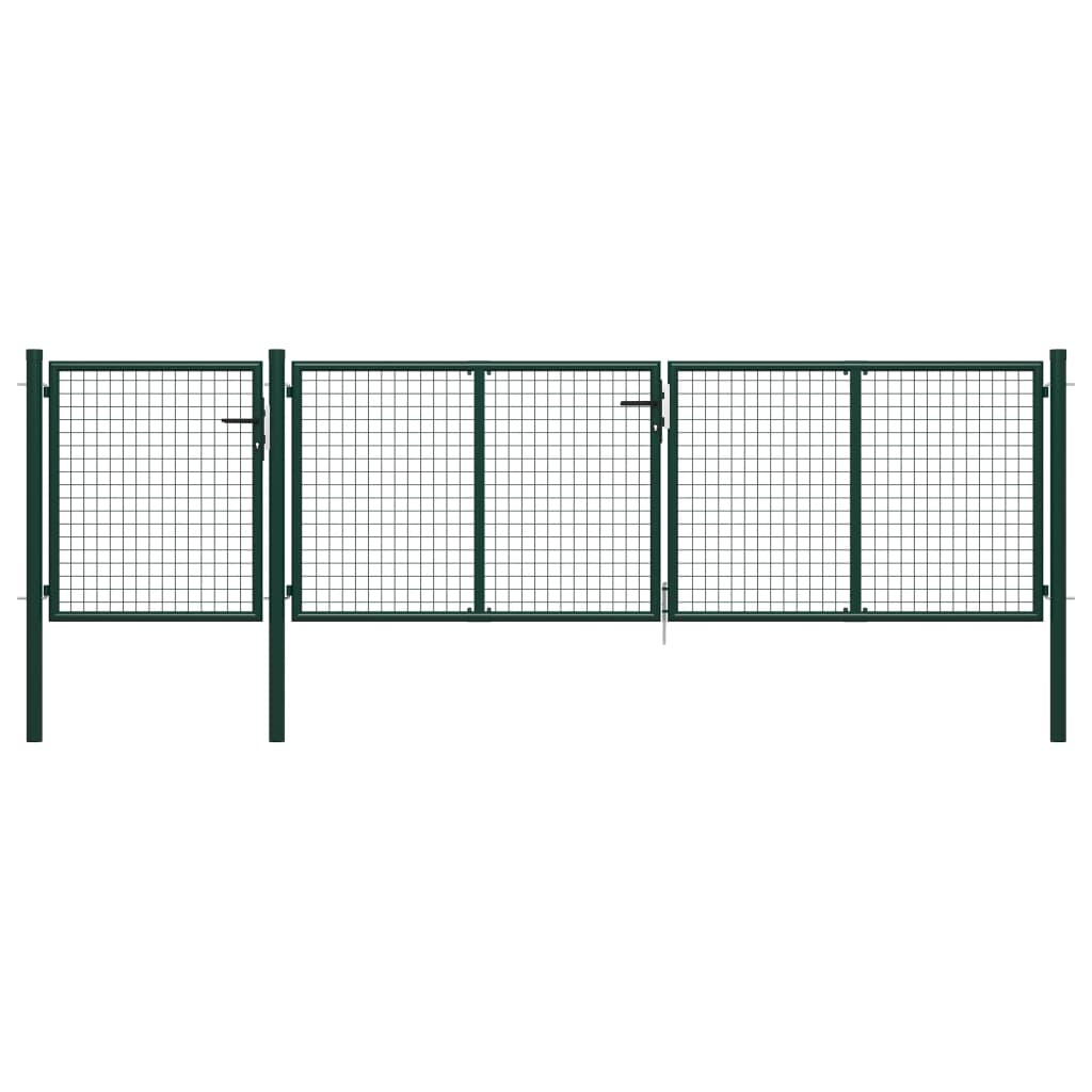 Tuinpoort staal 400x100 cm groen is nu te koop bij PeponiXL, paradijselijk wonen!