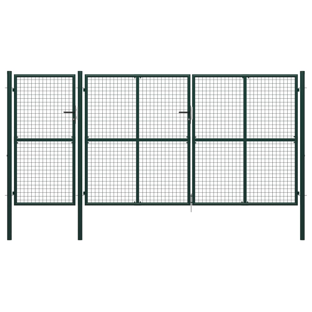 Tuinpoort staal 400x150 cm groen is nu te koop bij PeponiXL, paradijselijk wonen!