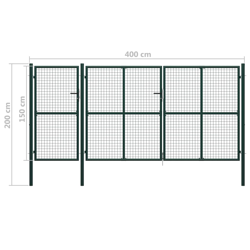 Tuinpoort staal 400x150 cm groen is nu te koop bij PeponiXL, paradijselijk wonen!