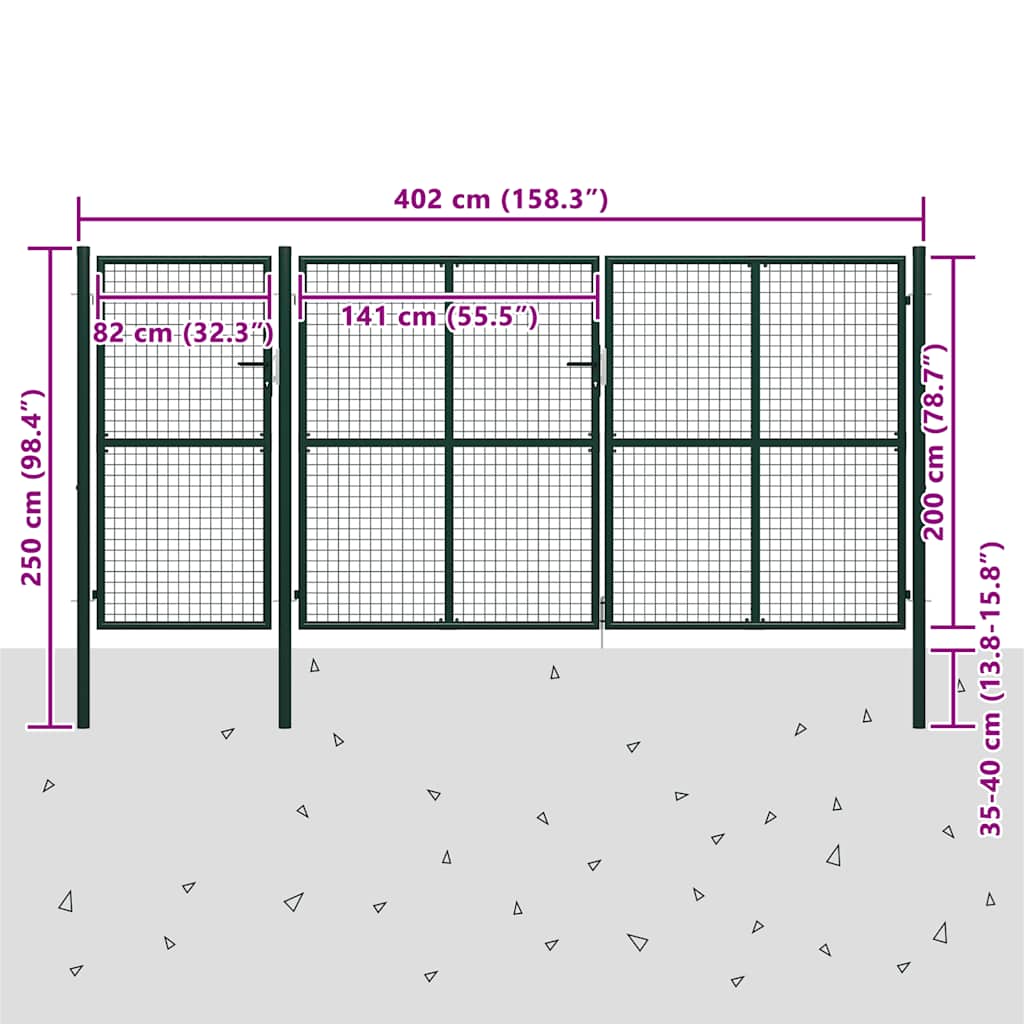 Tuinpoort staal 400x200 cm groen is nu te koop bij PeponiXL, paradijselijk wonen!