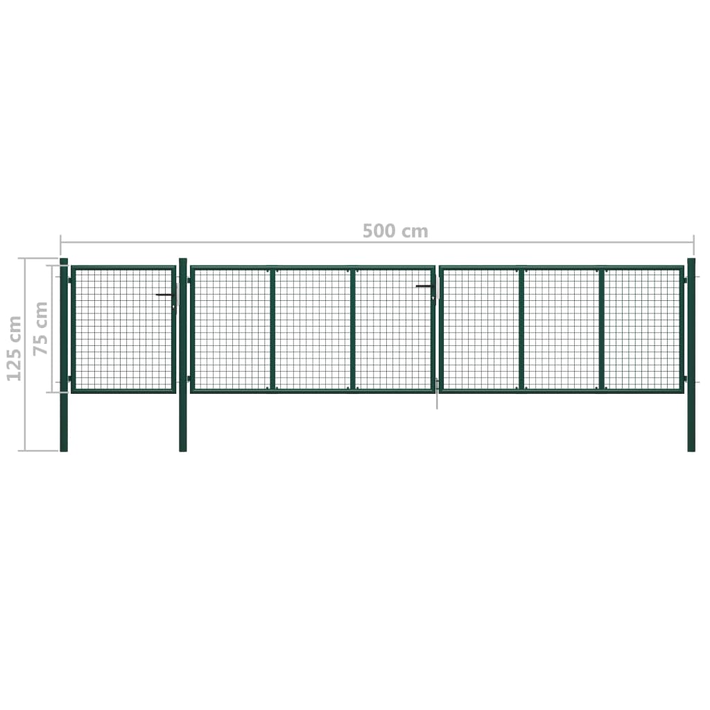 Tuinpoort staal 500x75 cm groen is nu te koop bij PeponiXL, paradijselijk wonen!