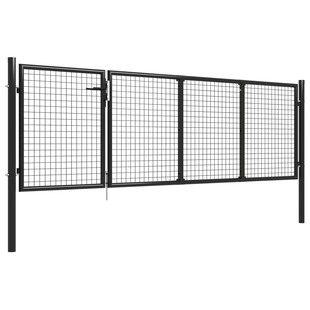 Tuinpoort staal 350x75 cm antraciet is nu te koop bij PeponiXL, paradijselijk wonen!