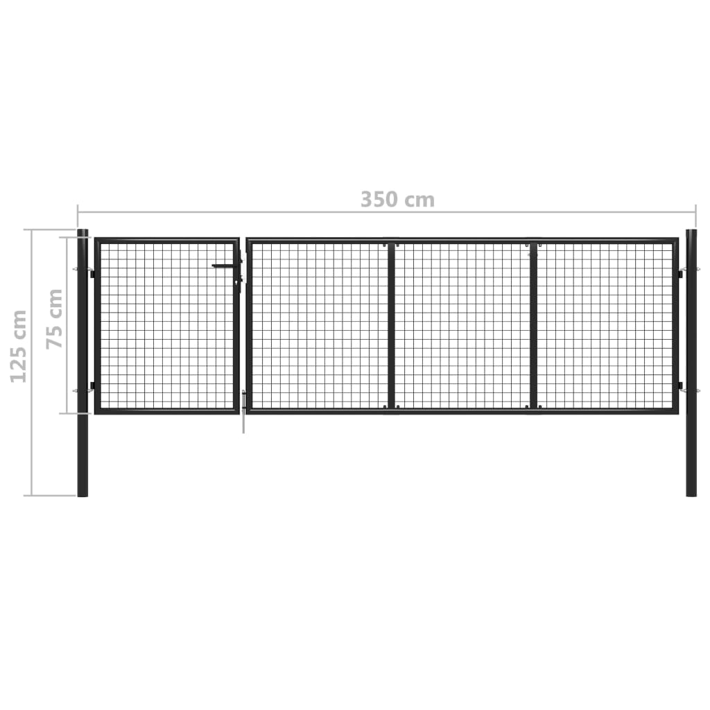 Tuinpoort staal 350x75 cm antraciet is nu te koop bij PeponiXL, paradijselijk wonen!