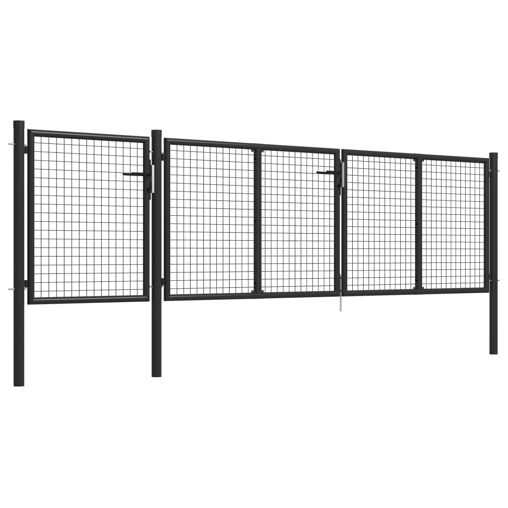 Tuinpoort staal 400x75 cm antraciet is nu te koop bij PeponiXL, paradijselijk wonen!