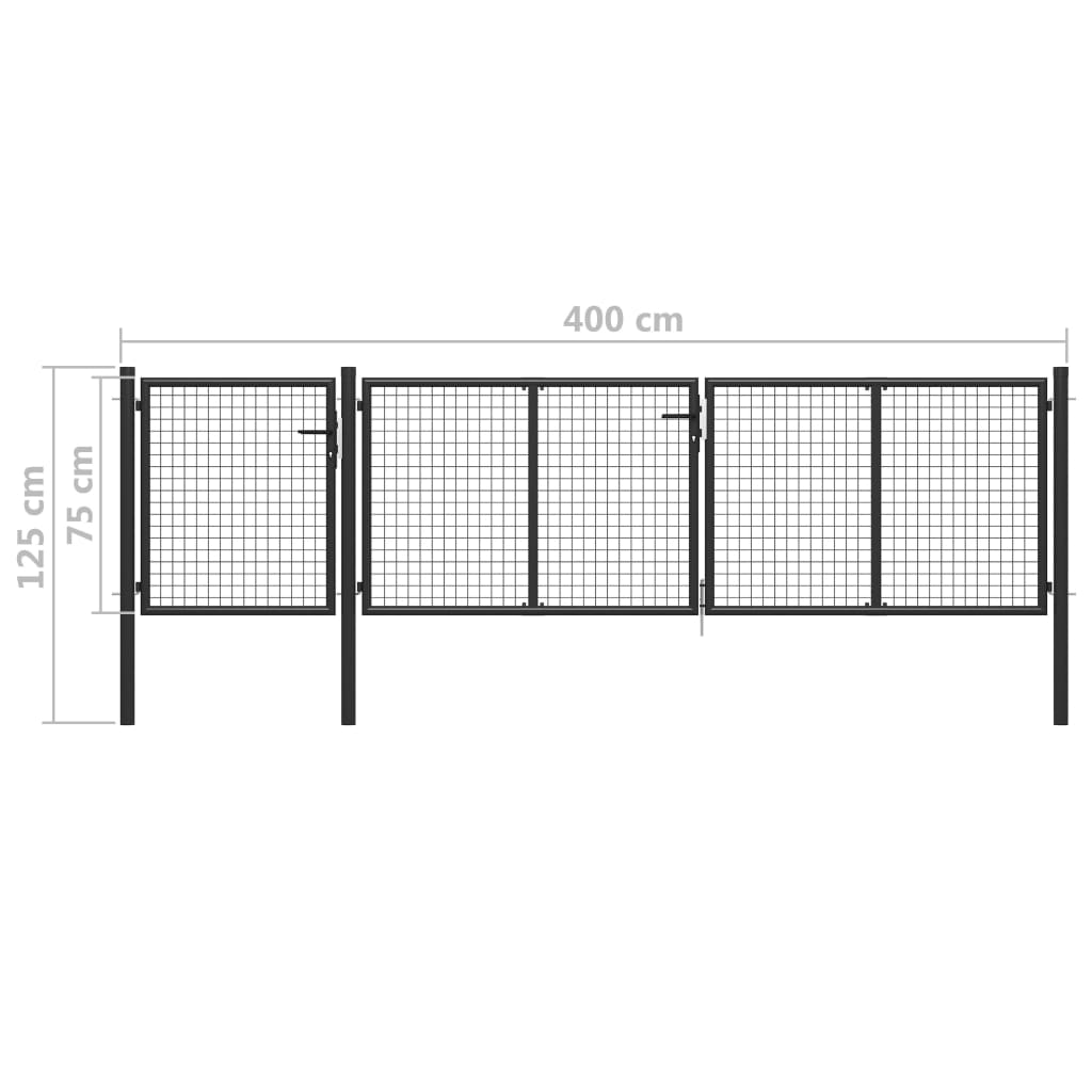 Tuinpoort staal 400x75 cm antraciet is nu te koop bij PeponiXL, paradijselijk wonen!