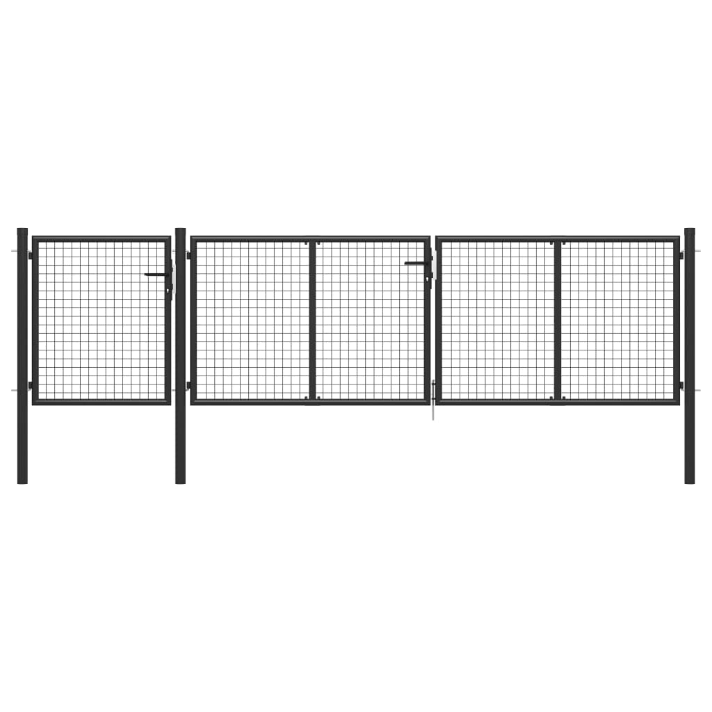 Tuinpoort staal 400x100 cm antraciet is nu te koop bij PeponiXL, paradijselijk wonen!