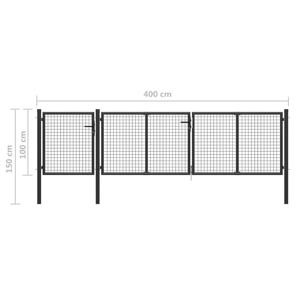 Tuinpoort staal 400x100 cm antraciet is nu te koop bij PeponiXL, paradijselijk wonen!