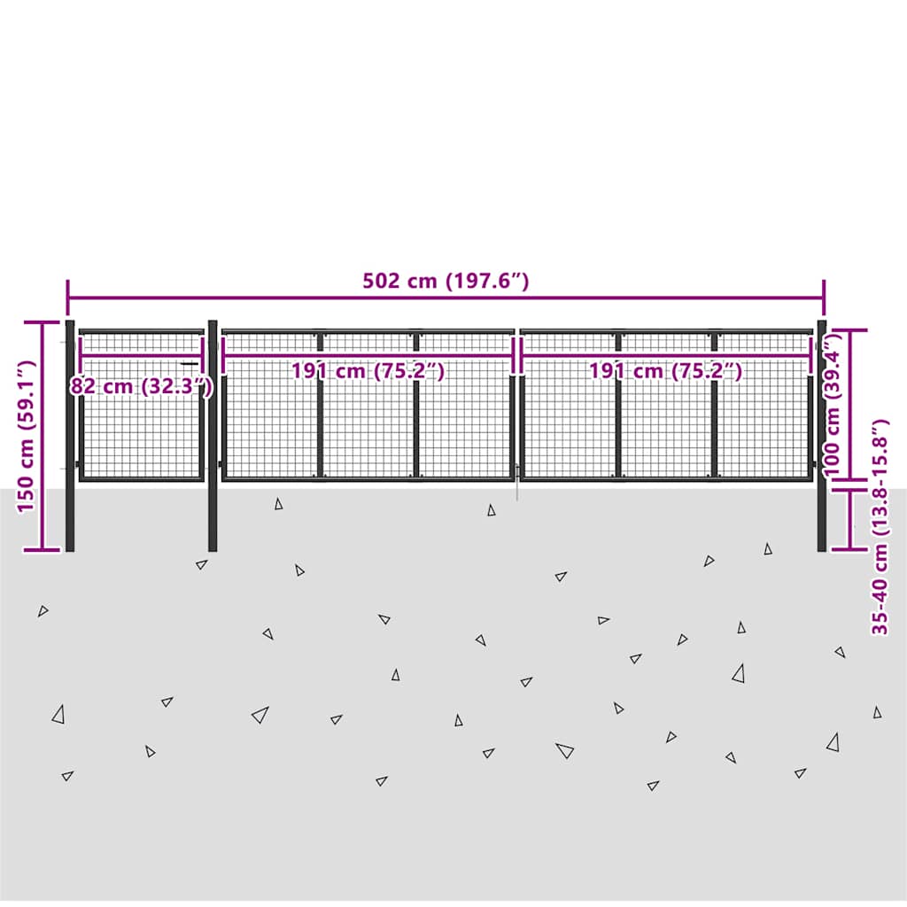 Poort 500x100 cm staal antraciet is nu te koop bij PeponiXL, paradijselijk wonen!